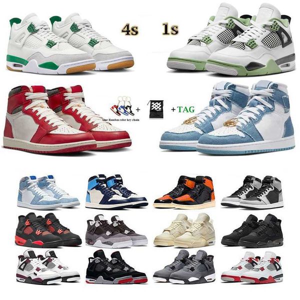 

og 2023 basketball shoes 4s jumpman 4 1s pine green lost found denim bred patent unc dark mocha white oreo red thunder sail cool grey black