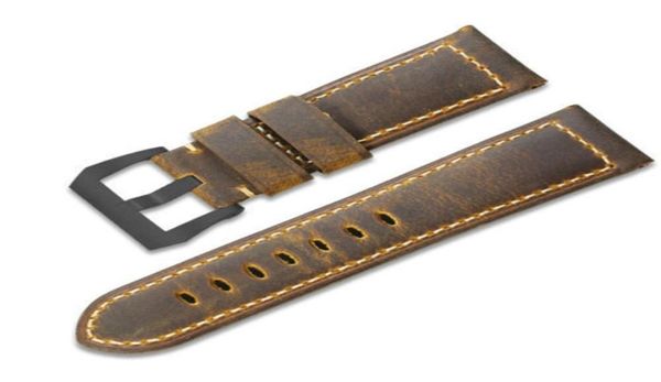 

shiping genuine calf leather watch strap bracelet watch bands brown watchband for pan 22mm 24mm 26mm erai1128896, Black;brown