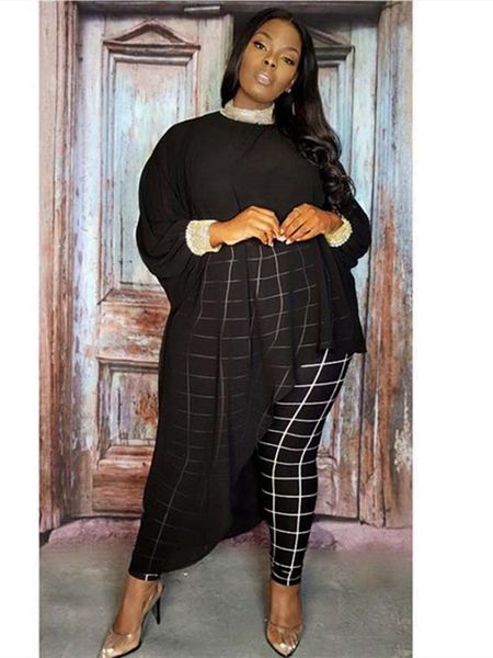 

plus size dresses african size long for women casual chiffon turtleneck beading irregular maxi dress loose batwing sleeve abaya robe 230506, Black