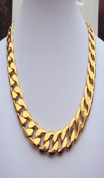 

fineheavy 108g 24k stamp real yellow solid gold 236 men039s necklace 12mm curb chain 600mm jewelry mintmark lettering 100 r8251598, Silver