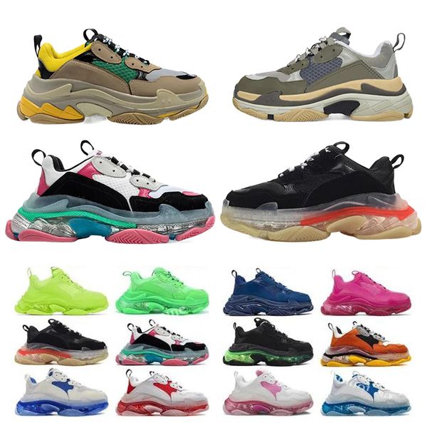 

casual shoes triple s men women luxury platform sneakers clear sole black white beige teal blue bred red pink mens trainers jogging walking