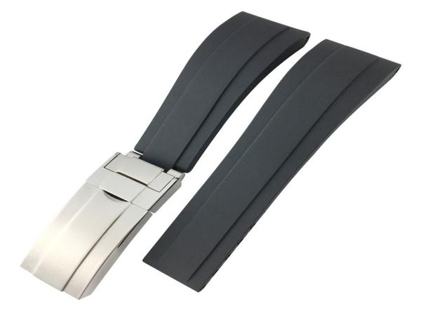 

20mm 21mmwatchband rubber silicone watch strap flat interface suitable for watch5858218, Black;brown