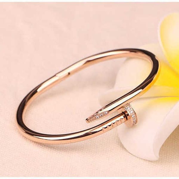 

designer new nail bracelet women's colorless new style men's titanium steel washable personalized temperament trendy male student, Black