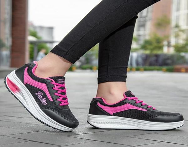 

new womens cusual walking shoes fashionable snekers thick bottom nonslip shake shoes laceup sport footwear2337288, Black