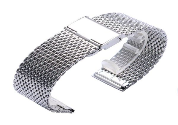 

20mm 22mm solid milanese mesh stainless steel strap with hook buckle classic polished silver watch band strap8986822, Black;brown