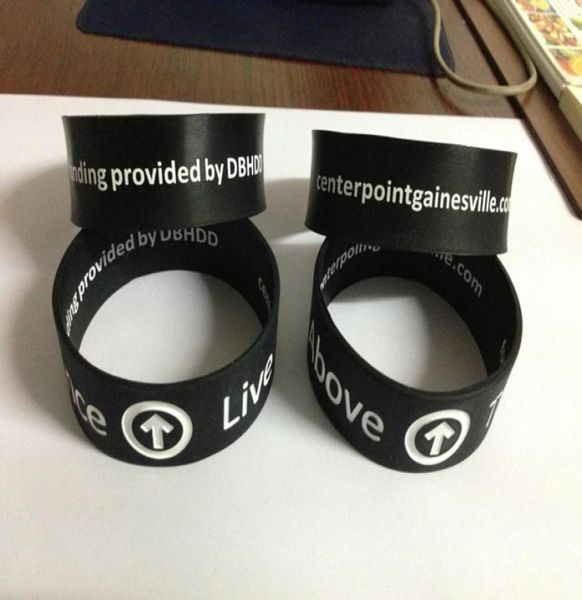 

custom wristband 1 inch wide debossed logo text color filled and silk print inside bracelet6535150, Black