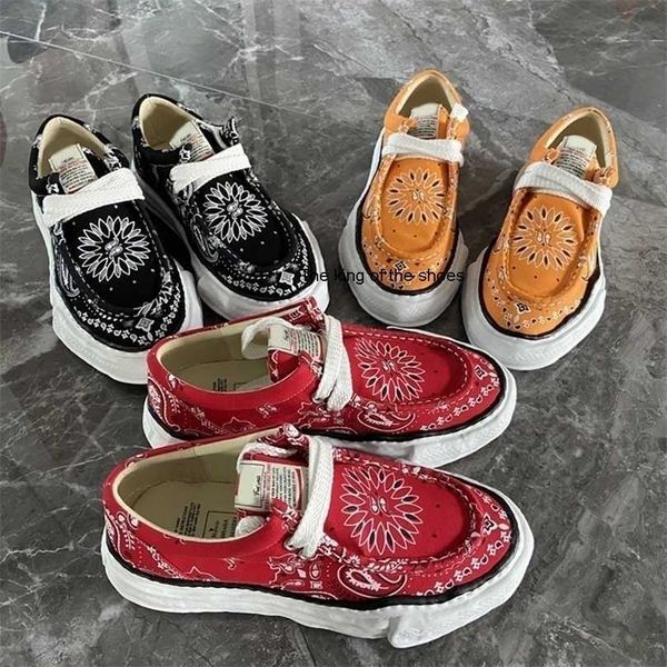 

japanese fashion brand mmy thick bottom canvas bandanna vintage board shoes low men women mens casual 220815, Black