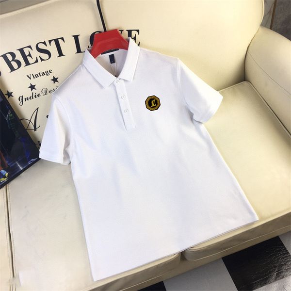 

men and women designer polo shirt men's casual business fashion letter printed t-shirt high street men's polo shirt quality wholes, White;black