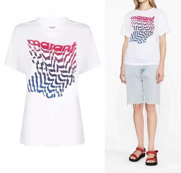 

isabel marant women designer t shirt summer new fashion personality letter print casual pullover sweatshirt loose short sleeve, White