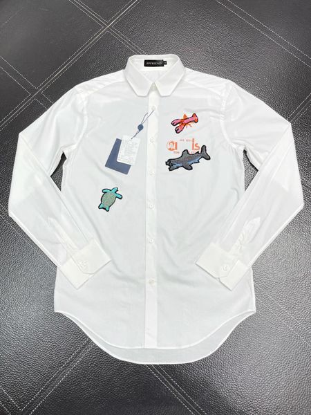 

embroidery men's dress shirt slim fit flex collar stretch pint brand clothing men long sleeve dress shirts hip hop style quality cotton, White;black