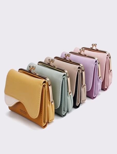 

brand designer separable clip women wallet short panelled female wallets pu leather small trifold ladies coin purse card holder6816187, Black