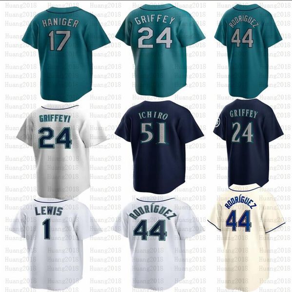 

44 julio rodriguez jersey 24 ken griffey jr 3 jp crawford baseball edgar martinez suzuki ichiro jarred kelenic kolten wong matt brash marco, Blue;black