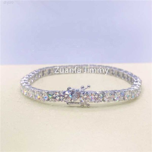 

double safety clasps 925 sterling silver man luxury jewelry 5mm stone cluster 50 pointers moissanite bracelet