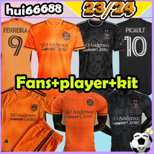 

23/24 houston dynamo fc soccer jerseys hadebe parker picault baird clark vera rodriguez sebas h.herrera 2023 2024 ferreira home away kit kid, Black;yellow