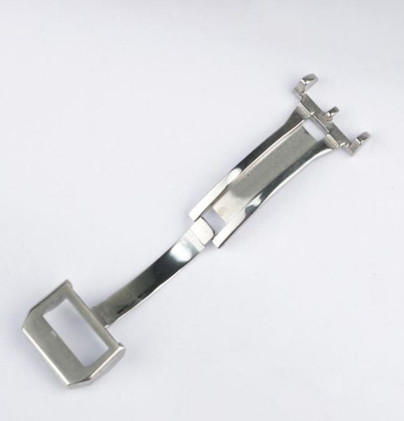 

18mm new deployment buckle clasp silver polished brushed stainless steel watch band strap gift6093459, Black;brown