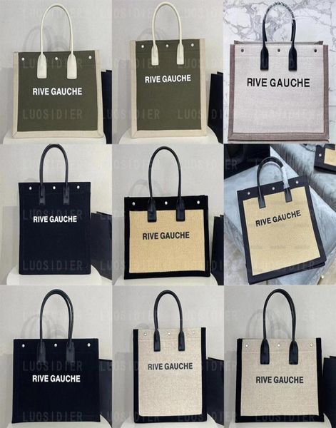 

rive gauche tote bag in striped canvas and leather rive gauche bucket bag large beach handbags women tote shopping purse ladies lu4460641