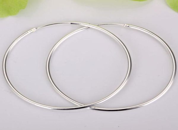 

whole 925 sterling silver simple big circle earrings925 silver 50mm round hoop earrings jewelry925 womens jewelry9678787, Golden;silver