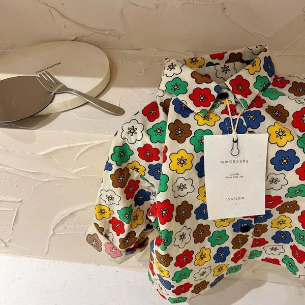 

clothing sets spring autumn girls boys fashion pring flower long sleeve blouse 230506, White