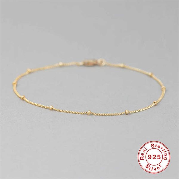 

charm bracelets aide 925 sterling silver minimalist small beads thin chain bracelets for women rose red gold bracelet party jewelry accessor, Golden;silver