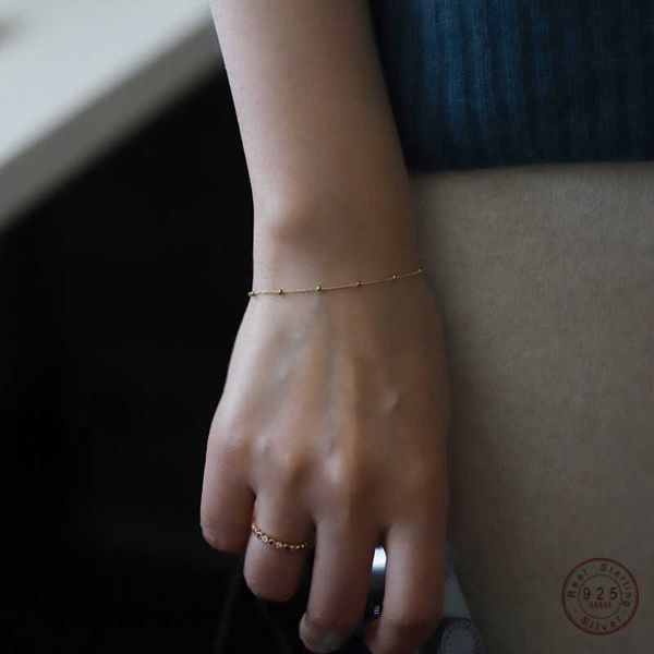 

charm bracelets 925 sterling silver korean version simple bead chain bracelet women light luxury temperament wedding party jewelry accessori, Golden;silver
