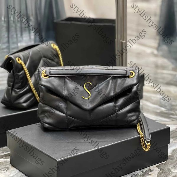 

metal letters puffer bag womens mens sheep genuine leather designer evening loulou bag luxury tote handbag cross body clutch fashion gold sh