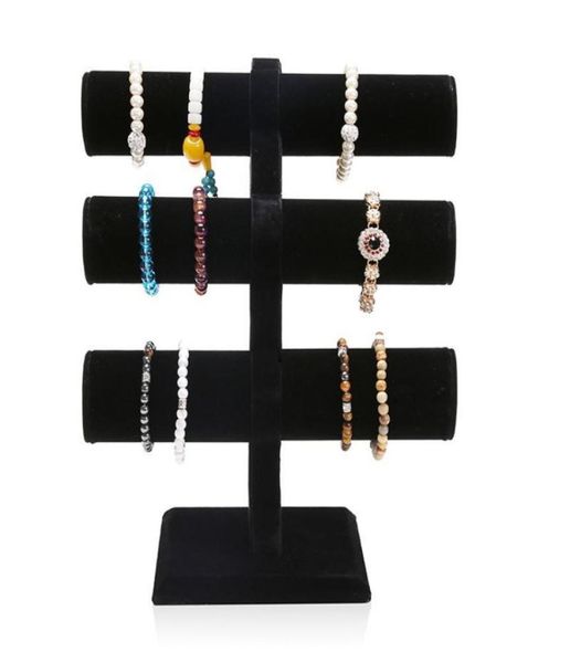 

velvet level tbar bracelet necklace jewelry display stand for home organization7465646, Pink;blue