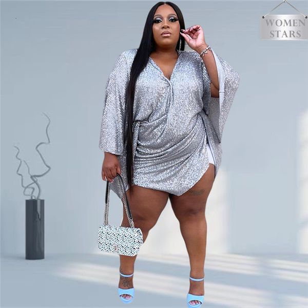 

plus size dresses size party for women wholesale n neck long sleeve solid mini dress club outfits fall clothes drop 230506, Black