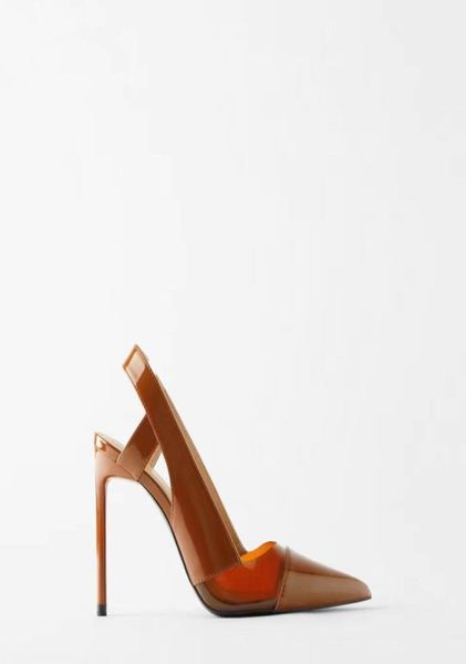 

large size 3542 pointed toe office lady shoes fashion patchwork 11cm high heels woman pumps black brown party single shoes1037717