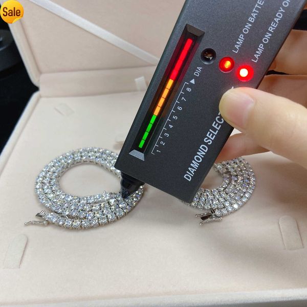 

hip hop iced out d color white vvs 925 sterling silver 2mm 3mm 4mm 5mm 6.5mm moissanite diamond tennis chain necklace women
