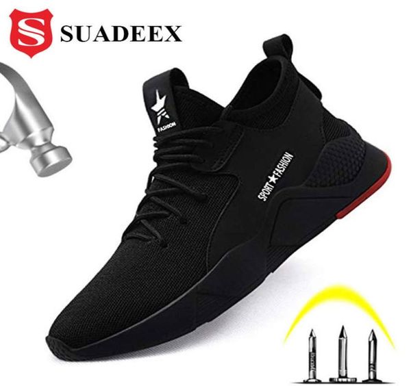 

suadeex work safety shoes breathable men construction working men safety steel toe shoes antismash puncture proof safety boots 201073639, Black;brown