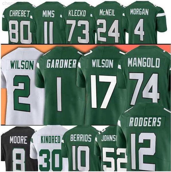 

football jersey new york''jets''1 ahmad sauce gardner 17 garrett wilson 2 zach wilson 13 allen lazard carter 8 aaron rod, Black;red