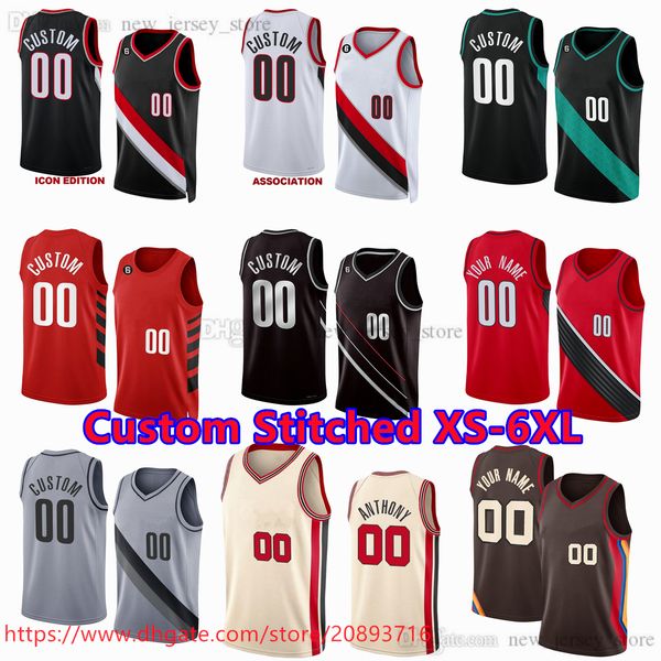 

custom stitched xs-6xl basketball jersey 0 damian lillard 9 jerami grant 1 anfernee simons josh hart keon johnson shaedon sharpe justise win, Black;red