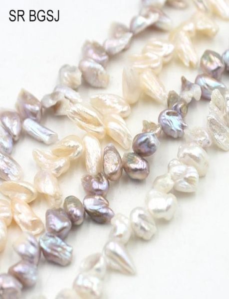 

sr 57mm 912mm natural reborn form teeth freshwater pearl gemstone jewelry beads strand 145quot t2005079500600, White