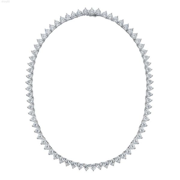 

new 17 inch s925 silver heart shape white high carbon diamond necklace european and american high feeling female necklaces