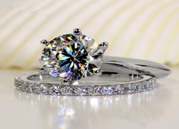 

luxury quality sona synthetic stone wedding ring setbridal set engagement ring set for womenwhole drop 9137503, Silver