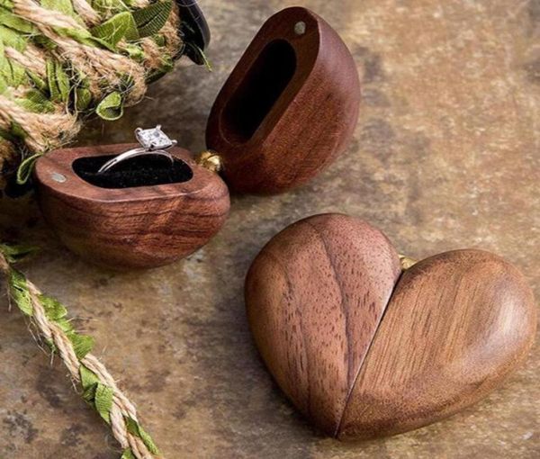 

jewelry pouches bags ring storage box exquisite collection heartshaped creative black walnut for wedding6183224, Pink;blue