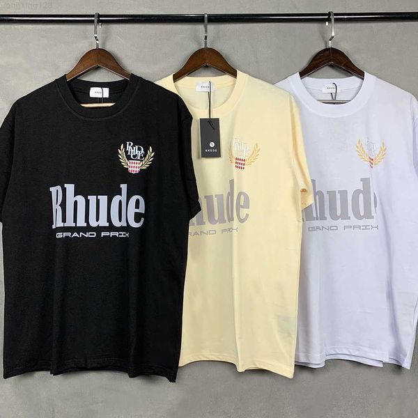 

luxury rhude t shirt mens designer shirt brand rhude casual t breathable shirt sleeve op ees us size s-xxl, White;black