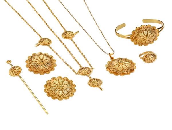 

bright gold silver ethiopian eritrean jewelry sets with hair accessories for african women bridal wedding jewelry3266096