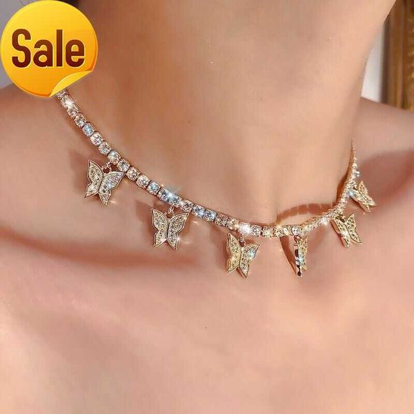 

wholesale gold plated butterfly necklace butterfly charms tennis chain necklace for women jewelry, Silver