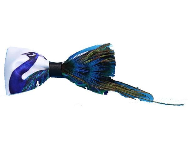 

feather bow tie men039s natural blue peacock plume nightclub wedding groom classic trendy personality bowtie unise8968604, Blue;purple
