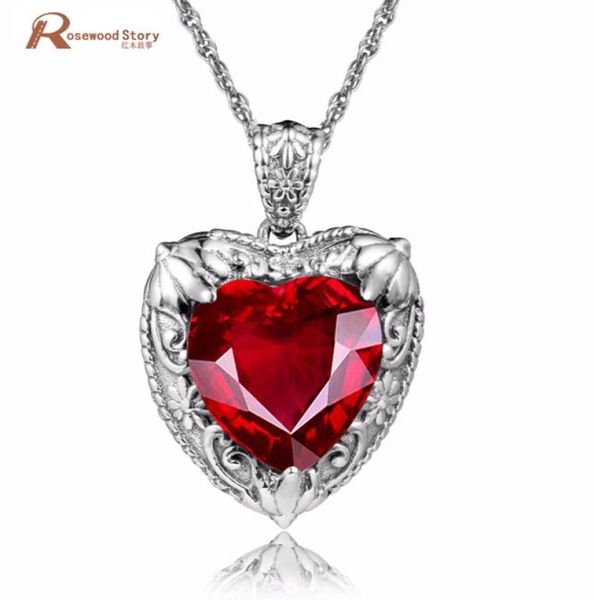 

victoria style restoring ancient ways heart shape love created ruby necklaces amp pendants for women fashion 925 silver jewelry3603806, Black