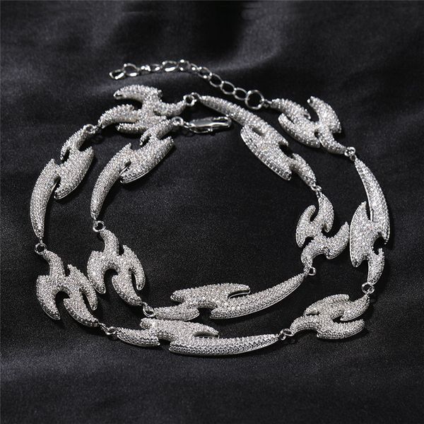 

18k gold plated chain iced out zircon bling link chain crystal necklace gold silver plated mens bling jewelry gift