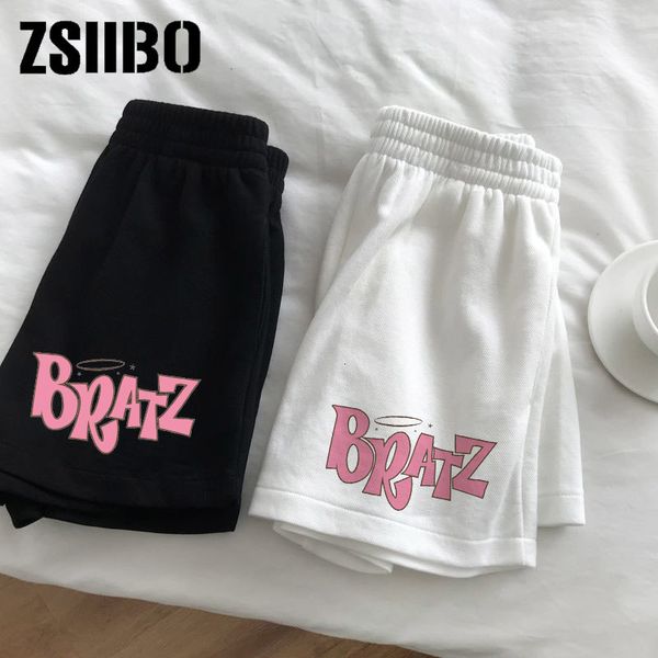 

womens shorts elastic waist casual beach party hanbok size high letter cute printed sports shorts female summer y2k 230506, White;black