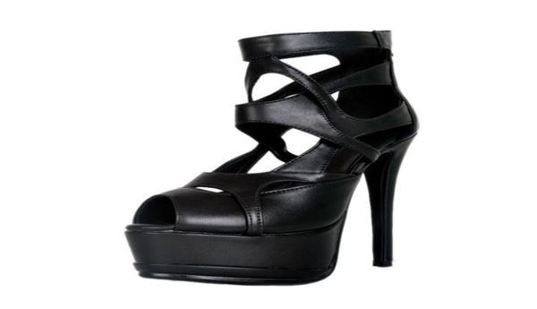 

kolnoo new style handcrafted women ladies high heel platform sandals cutout crosscriss elegant officelady party fashion sho5413305, Black