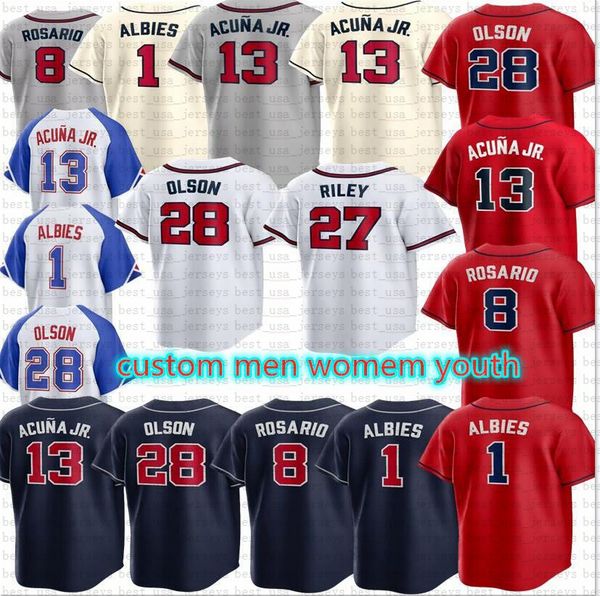 

2023 s-4xl city connect baseball jerseys austin riley ronald acuna jr. ozzie albies matt olson sean murphy eddie rosario brave max fried mar, Blue;black