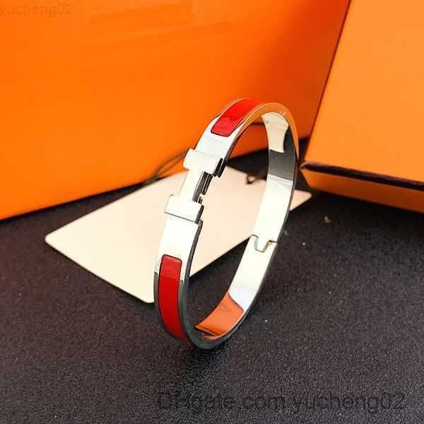 

designer fashion love women bangle bracelet thin 8mm enamel colorful gold letter buckle luxury bracelet jewelry gift with pouchx m1, Black