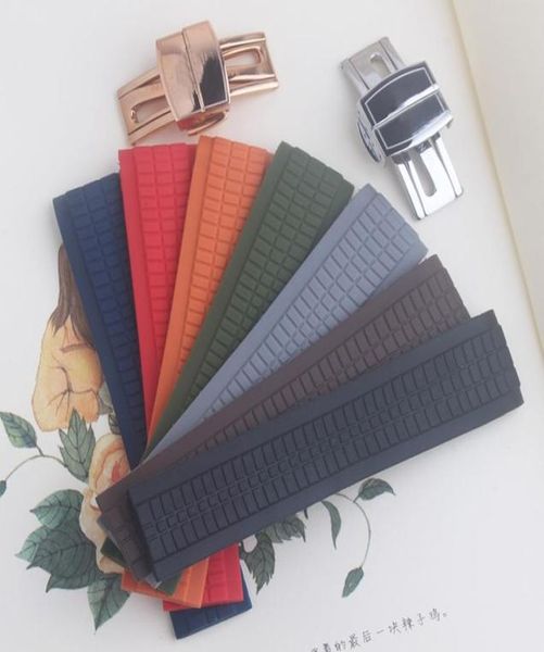 

silicone rubber watch strap watchband wristband men 21mm wrist watch band wristwatches strap folding clasp3309313, Black;brown