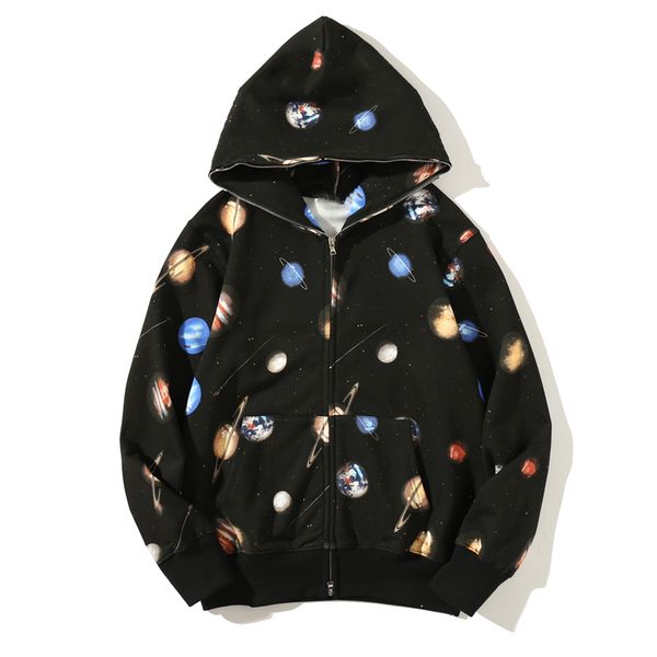 

crafted mens designer hoodies shark tiger full zip hoodie jacket men women stylist color grid harajuku sweatshirt fashion co-branding reflec, Black