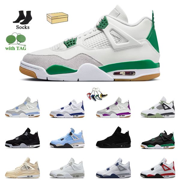 

new jumpman 4 designer basketball shoes for mens womens black cat 4s sail pine green pink light university blue white oreo thunder bred mili