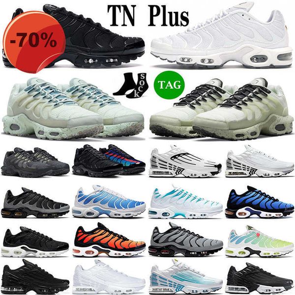 

sandals with box 2023 mens running shoes tn plus 3 airs terrascape triple black white unity atlanta hyper sky blue fury jade mint green vapo